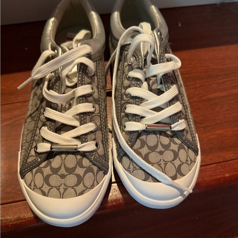 Coach Silver and Gray Patterned Sneakers